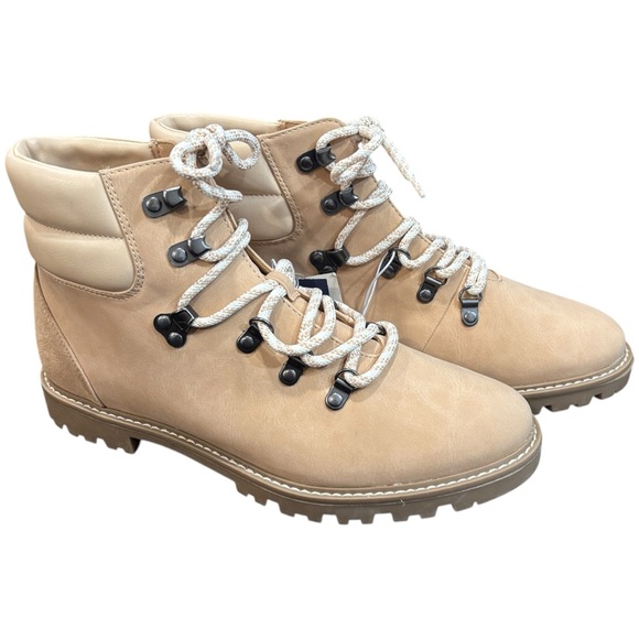 Universal Thread Tan Tully Combat Faux Leather Ankle Booties Women Sz 11 US NWT - Picture 3 of 10